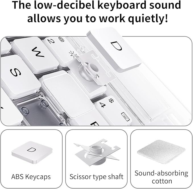 Transparent Keyboard Case for iPad Pro 13 Inch (M5 2025/M4 2024) with Multi-Touch Trackpad 360° Rotating Stand 7-Color 3-Level Backlit Wireless Bluetooth Pencil Holder White