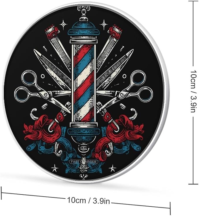Barber Pole Scissors Clippers Tools Phone Charger Magnetic Charging Pad Anti-Slip with USB Cable