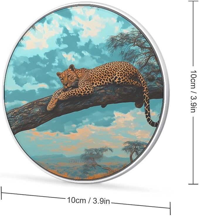 Leopard Lounging On Branch Acacia Tree Phone Charger Magnetic Charging Pad Anti-Slip with USB Cable