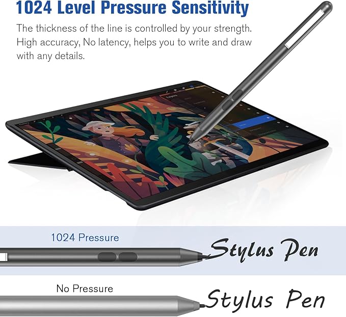 Pen for Surface Pro 11 2500 Working Hour 1024 Pressure Eraser &amp Right-Click Palm Rejection for Surface Pro 11/10/9/8/X/7+/7/6/5/4/3 Surface Go 1-4 Surface Laptop/Studio/Book 1-5 Kobo eReade