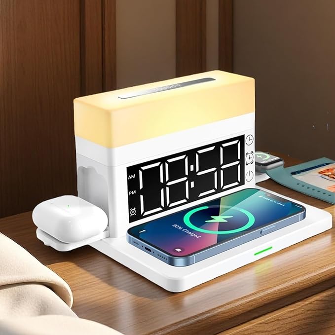 Wireless Charger Alarm Clock N65 White