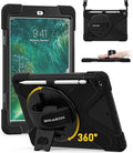 BRAECN Case for iPad 6th/5th GenerationiPad 9.7 2018/2017 Case-Heavy Duty Shockproof Rugged with Pencil HolderShoulder Strap &amp Rotating Hand Strap/Stand for iPad 6th Gen A1893/A1954/A1822-Black