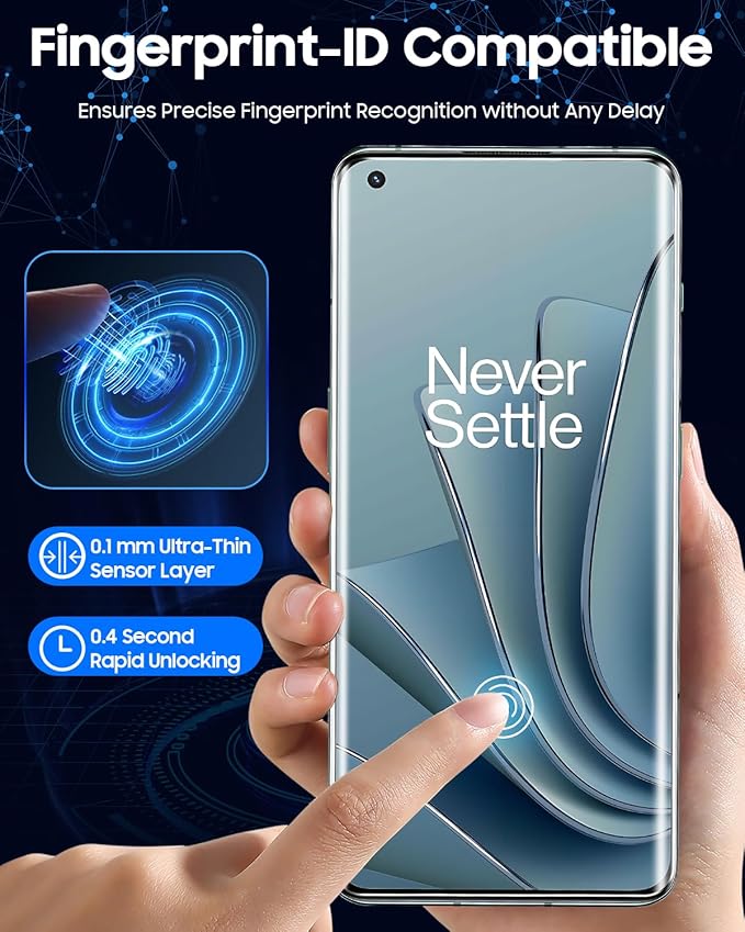 UV Screen Protector for OnePlus 10 Pro - 3 Pack Tempered Glass [9H Scratch Resistant] Sensitive Touch Fingerprint-ID Compatible [Easy to Install] With Alignment Frame