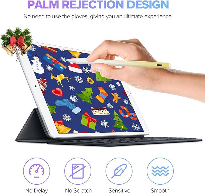 Stylus Pen for iPad 6th-11th Generation-2X Fast Charge Active Pencil Compatible with 2018-2025 Apple iPad Pro 11/12.9/M4 iPad Air 3/4/5/M2/M3iPad mini 5/6 Gen-Gradient White Yellow