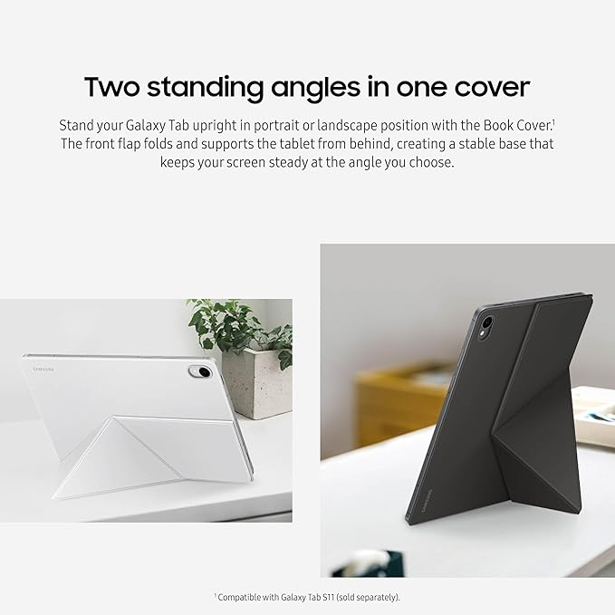 Samsung Galaxy Tab S11 Smart Book Cover Tablet Case Minimalist Style Slim and Sleek Foldable Stand US Version Black