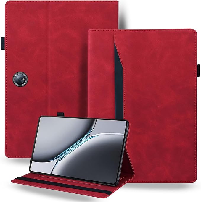 for OnePlus Pad 2 Case 12.1 inch 2024 Released Retro Folio Shell for OnePlus Pad Pro Cover with Card Holder &amp Multi-Angle Stand -Red