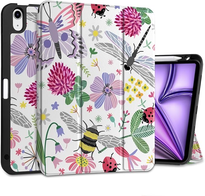 DONGKE for iPad Air 11 Inch Case M4 2026 / M3 2025 / M2 2024 &amp iPad Air 5th 2022 / 4th Gen 2020 10.9 Inch Ultra Thin Soft TPU Back Cover with Pencil Holder Support Auto Wake/Sleep Dragonfly