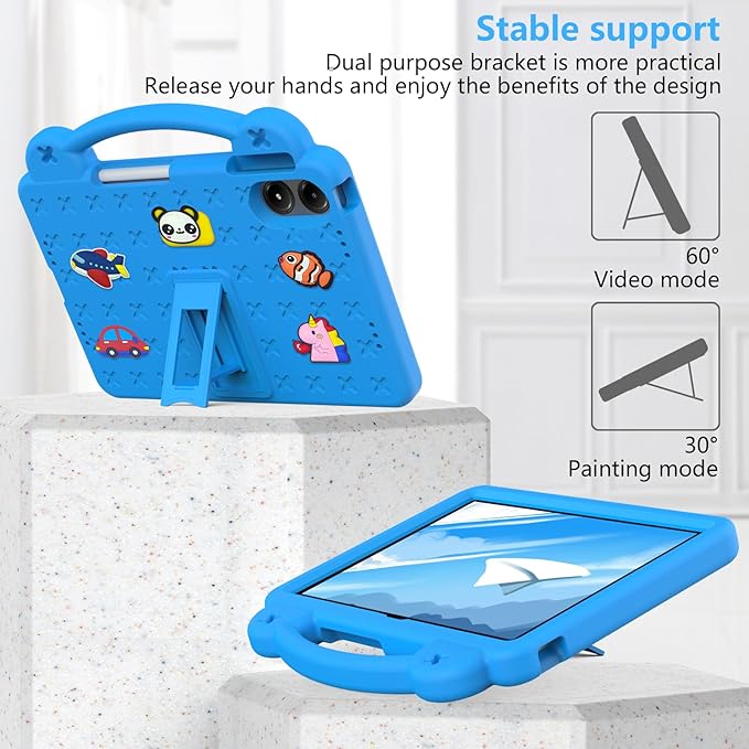 Compatible with Xiaomi Redmi Pad Pro 12.1 2024 Tablet Case Kids Friendly Universal Lightweight Shockproof Protective Case with Shoulder Strap &amp Stand Handle Sky Blue