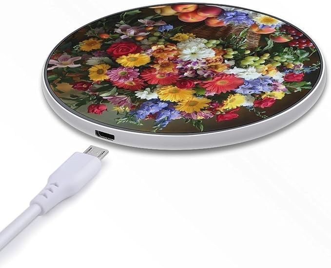 Bouquet Flower Fruits Wireless Charger Anti-Slip Wireless Charging Pad Slim Charger Mat for Men Women