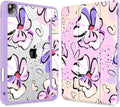 Mektron Case for iPad Pro 11 inch (4th 3rd 2nd &amp 1st Gen) 2022 2021 2020 2018 Buit in Pencil Holder with Shockproof Cover Clear Shell + Auto Wake/Sleep Pink Flowers