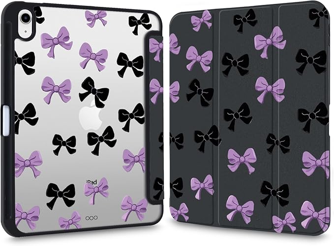 Y2k Printed Case for iPad (A16) 11th Gen 2025 11/10th Gen 2022 10.9 Cute Bowknot Clear Hard Back Hybrid Casewith Pencil Holder Trifold Stand Slim Tablet Cover for Women