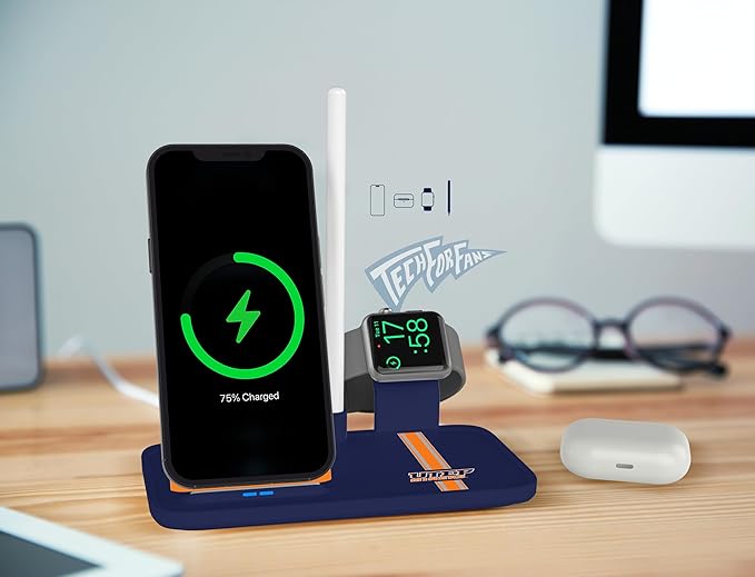 SOAR NCAA 4-in-1 Wireless Charging Docking Station: Fast Charge for iPhone Apple Watch Air Pods &amp Apple Pencil