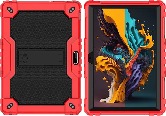 for Vankyo MatrixPad S10 Tab Case YQSAVIOR CUPEISI Coopers YQ10S VIVIMAGE A10 A38 BYANDBY BYYQ10S 10.1 Case Built in Kickstand Shoulder Strap Shell with Screen Protector (Red+Black/1 Pcs)