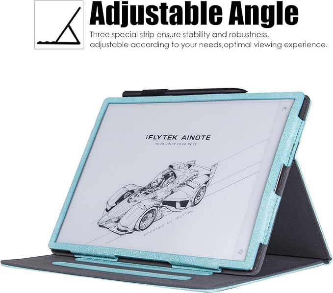 BOZHUORUI Protective Folio Case for iFLYTEK AINOTE 2 10.65-inch Paper TabletMulti-Angle Adjustable StandPremium PU Leather Sleeve Cover with Auto Sleep/Wake &amp Hand Strap (Mint Green)