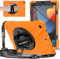 BRAECNstock for Apple iPad 9th/ 8th/ 7th Generation Case 10.2 2021/2020/2019 Shockproof Protective iPad 10.2 inch Kids Case with Screen Protector Rotating Stand+Hand Strap Shoulder Strap Orange