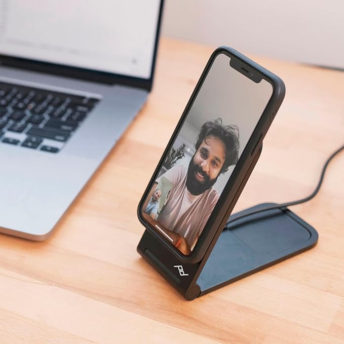 Peak Design Wireless Charging Stand Black Qi2 Charging Grippy Silicone Base Works with Peak Design Mobile Cases MagSafe Compatible for iPhone Samsung and Google Pixel Phones