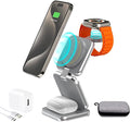 MALOM S21 Aluminum 3 in 1 Magnetic Fordable Wireless Charger for iPhone 17/16/15/14/13/12/Pro/Pro Max Apple Watch 1-9/ultra 1-2 AirPod 2/3/Pro/Max [Include Type A-C Cable &amp 20W Adapter &amp Case