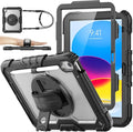 SEYMAC stock Case for iPad (A16) 11th/10th Generation 11''/10.9'' 2025/2022 Full-Body Drop Protection Case with Screen Protector &amp360° Rotate Hand Strap/Stand Transparent+Black