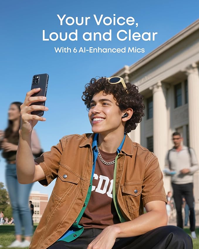 Soundcore P31i by Anker Real-Time Adaptive Noise Cancelling Hi-Res Sound Translation Earbuds 50H Playtime Wireless Earbuds Bluetooth Earphones Spatial Audio Fast Charging IP55 (Black)