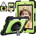 for iPad 6th Generation/iPad 5th Gen/iPad Air 2/iPad Pro 9.7 Case with Cute Key Chain Rugged Protective Case with Rotating Stand &amp Shoulder Hand Strap for iPad 6th/5th/ Air 2 (Black+Yellow)