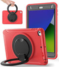 BATYUE Shockproof Case for iPad mini 4/5 (2015/2019) - 360° Multi-Angle Stand (Portrait &amp Landscape) &amp Grip Pencil Holder (Elastic Loop) Multi-Scene for All Ages Red