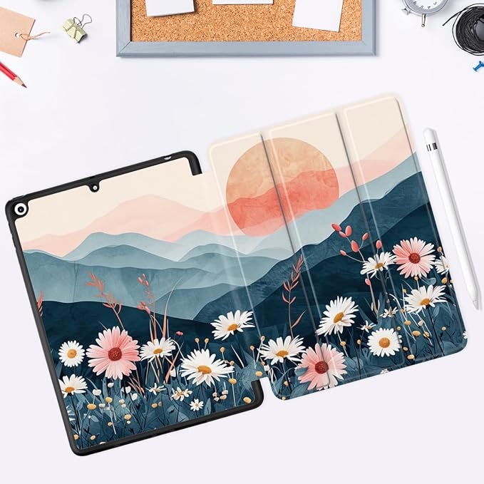 DONGKE Case Compatible with iPad 10.2 Inch 2021 2020 2019 iPad 9th/8th/7th Generation with Pencil Holder Slim Stand Protective Case with Soft TPU Back Auto Sleep/Wake Cover Daisie