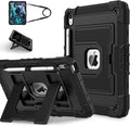 ATOOZ for iPad A16 11th Generation Case 11 Inch 2025for iPad 10th Generation Case 10.9 Inch 2022 with Shoulder Strap &amp Pencil HolderHeavy Duty Shockproof Rugged Protective Cover (Black)
