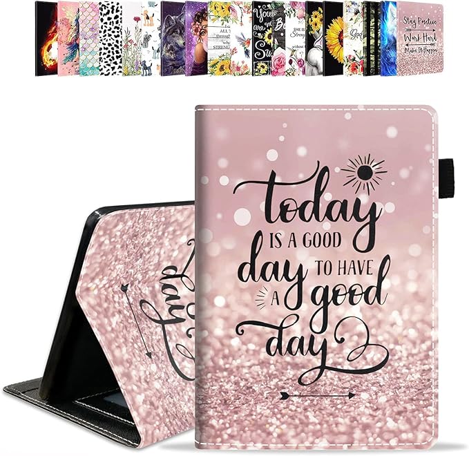 Case for All-New Kindle Fire 7 Tablet (7 12th Generation 2022 Release) - PU Leather Folio Case with Smart Auto Wake/Sleep Today is a Good Day to Have a Good Day Inspirational Quote