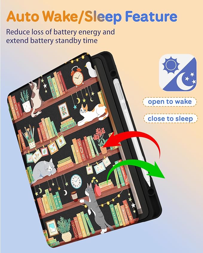 Kidcube for Kindle Fire HD 10/10 Plus Tablet Case - 13th/11th Generation (2023/2021) 10.1 Women Girls Cute Girly Cat Design TeensRotating Stand Pencil Holder Folio Cases for Amazon Fire HD 10/10 Plus