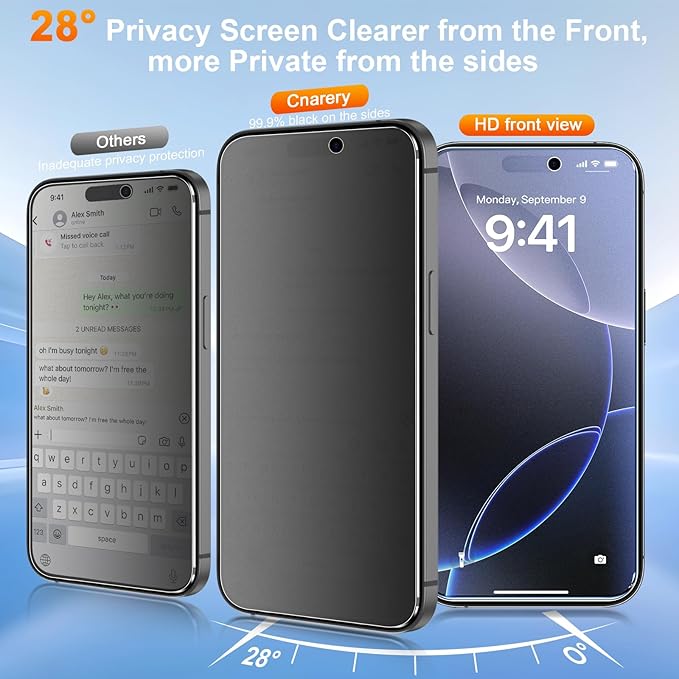 2 Pack matte privacy Screen Protector for iPhone 16 pro