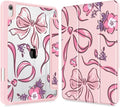 Mektron Printed Case for iPad mini 7 (A17 Pro) 2024/ Mini 6 2021 iPad mini 7th/6th Generation 8.3-inch Liquid Retina Display Cover Buit in Pencil Holder with Clear Back Shell Flowers-Bows-Pink