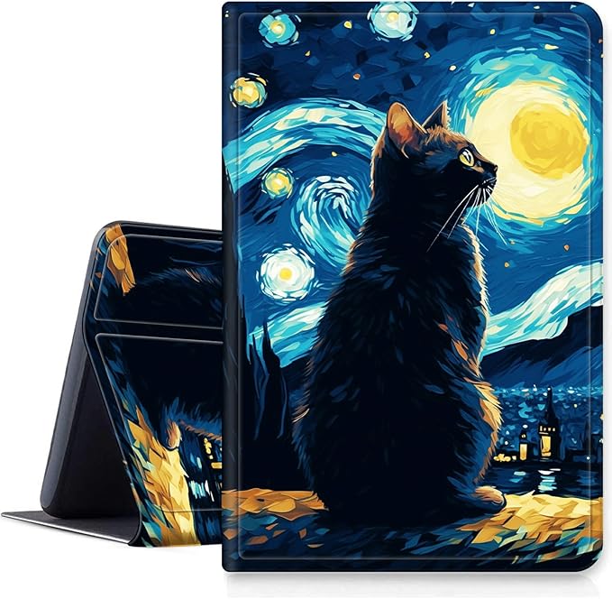 for iPad Air 13 Inch Case M2 2024Slim PU Leather Fold Stand Protective Cover Case with Auto Sleep/Wake for iPad Air 13 Inch M2 2024Cat On Starry Night