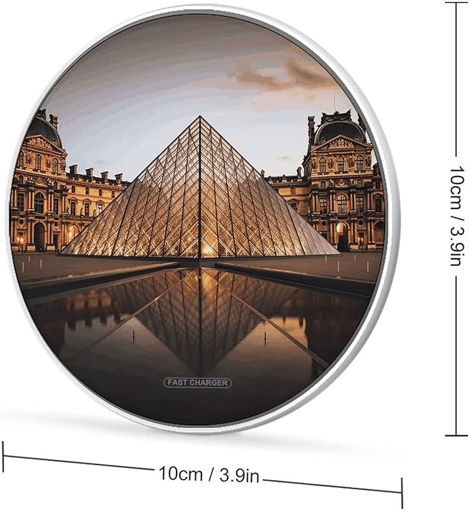 Louvre Museum in Paris Wireless Charger Fast Wireless Charging Pad with USB Cable 10W Anti-Slip Magnetic Wireless Charger Portable Slim Charger Puck Travel Charging Station