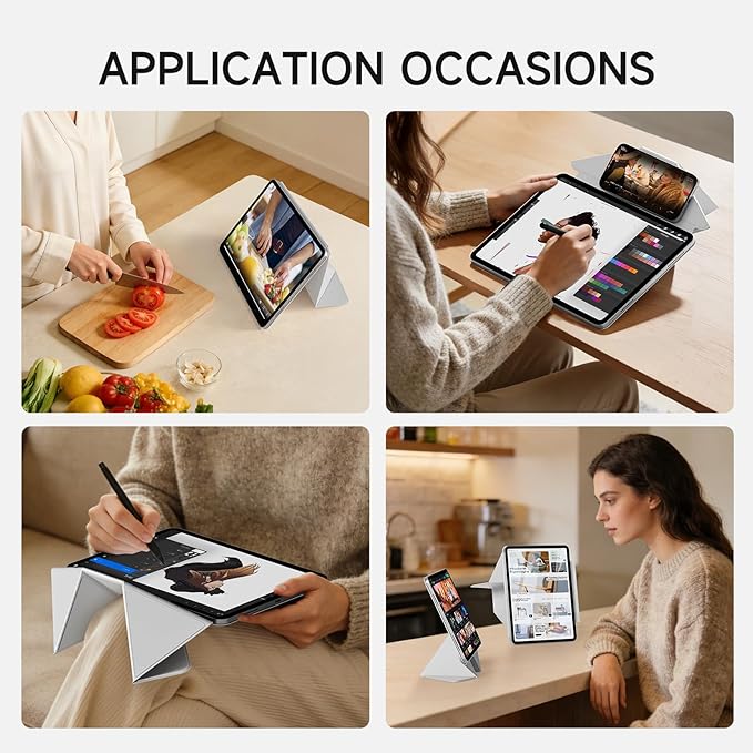 kenke Magnetic Case for iPad 11 Inch A16 2025/10th Generation 10.9 Inch 2022 with Detachable Clasp Slim Strong Magnetic Multi-fold Stand Cover with Pencil Holder Auto Wake/Sleep Light Gray