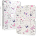 Cute Kawaii Puppy Butterfly for iPad Pro 11 Inch Case (M5/M4) 2025/2024 with Pencil Holder Auto Sleep/Wake White Leather Acrylic Back Detachable Cover
