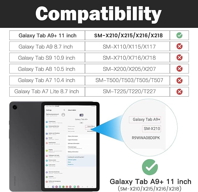 Galaxy Tab A9+ 11 Inch Case-Black