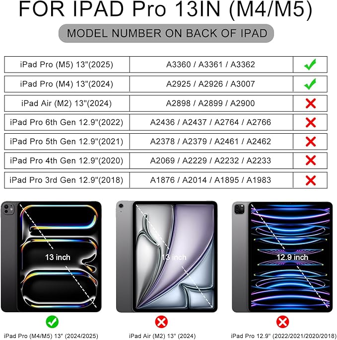 Soke Case for New iPad Pro 13 Inch (M5/M4 2025/2024 Release) with Pencil Holder Trifold Stand Shockproof [Support Apple Pencil Charging + Auto Wake/Sleep] Soft TPU Back Cover Book Violet