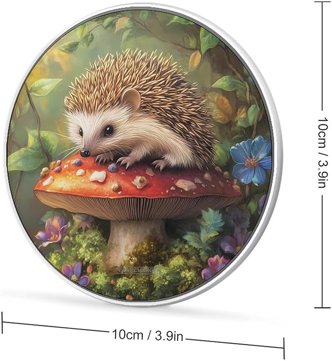 Flowers Hedgehog Wireless Charger Anti-Slip Wireless Charging Pad Slim Charger Mat for Men Women