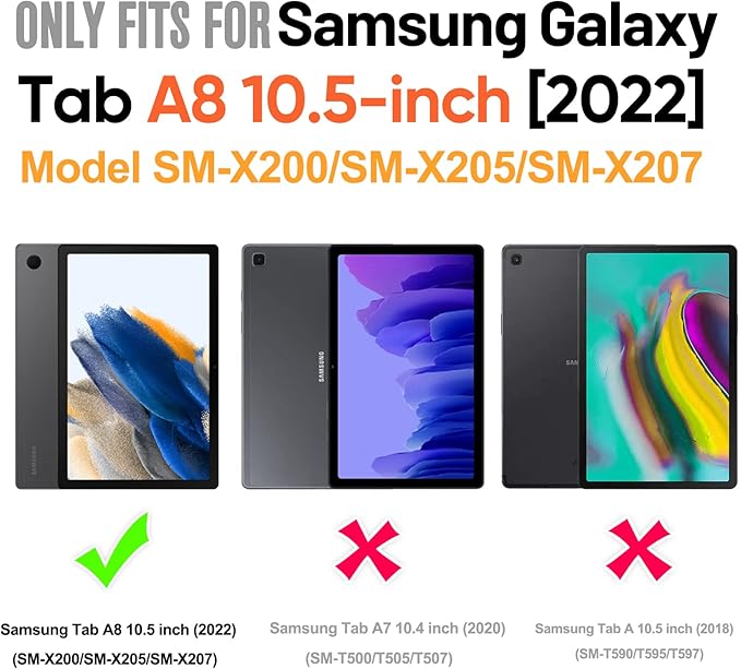 Timecity Case for Samsung Galaxy Tab A8 10.5 inch SM-X200/X205/X207 with 360 Degree Rotatable Kickstand Hand Strap Shoulder Strap for Samsung Galaxy Tab A8 Tablet 2022 Released Red