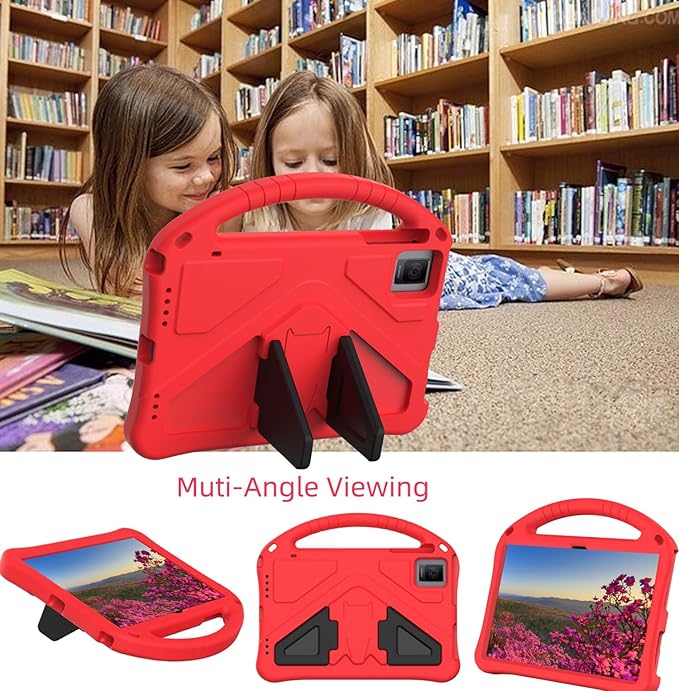 Tablet Case with Built-in Handle and Kickstand Lightweight Kids Friendly Shockproof Cover Compatible with T-Mobile REVVL Tab 5G 10.36 Red