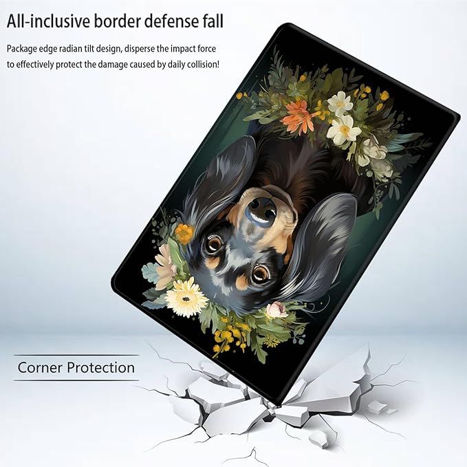 Bxgolkgd Tablet Case for 6.8 Kindle Paperwhite (11th Generation-2021) &amp Kindle Paperwhite Signature EditionAuto Wake/Sleep FunctionDachshund Flower