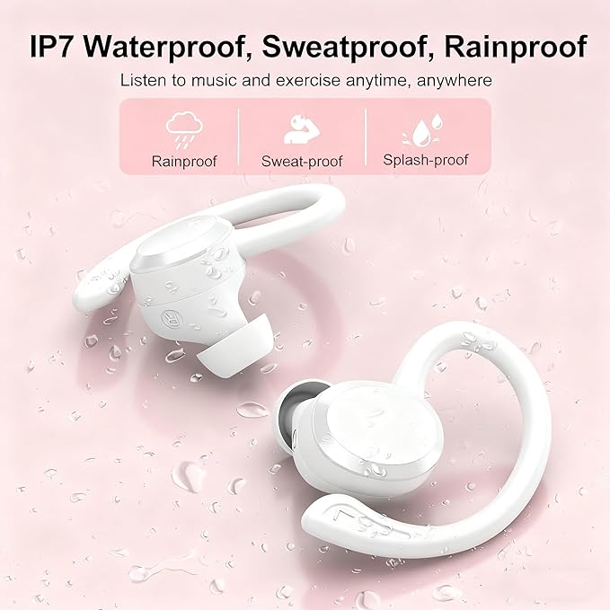 sprtoybat Wireless Earbuds 2026 New Bluetooth 5.4 Headphones Sport Earphones with 68Hrs Playtime LED Display ENC Noise Cancelling Mic IPX7 Waterproof Over Ear Ear Buds with Hook for Sports/Running