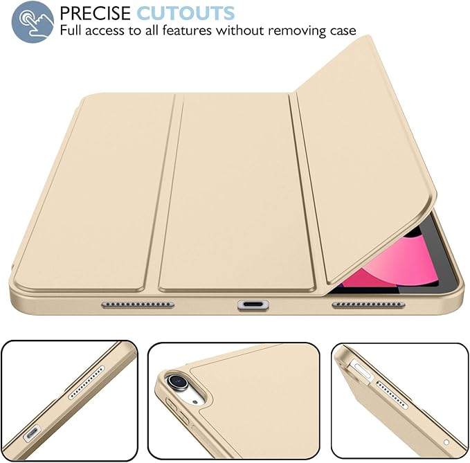 iMieet iPad Air 11 Inch Case M4/M3/M2(2026/2025/2024) iPad Air 5th/4th Generation Case 2022/2020 10.9 Inch with Pencil HolderTrifold Stand Smart Case with Soft TPU Back(Champagne Gold)