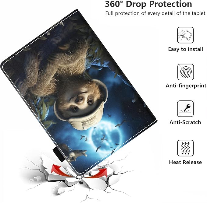 Case for All-New Amazon Kindle Fire HD 10 &amp 10 Plus Tablet 10.1 (13th/11th Generation 2023/2021 Release) - PU Leather Folio Case with Smart Auto Wake/Sleep Cute Sloth
