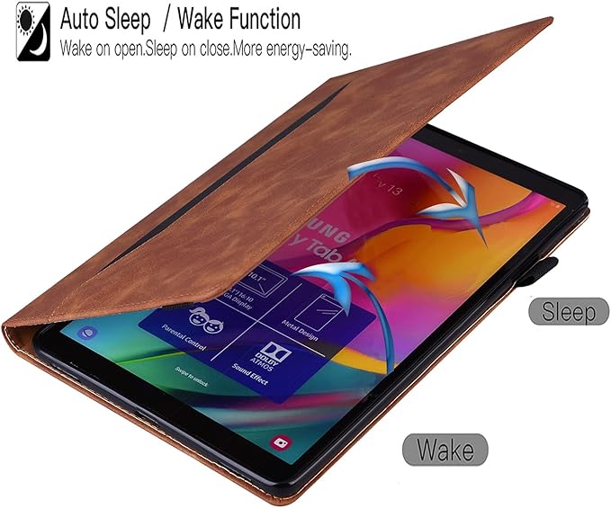 Flip Case for Samsung Galaxy Tab S10 FE+ Plus 2025 13.1 inch PU Leather Stand Soft Back Smart Auto Wake/Sleep CoverAdjustable Stand Shell w/Card Slots/Pen Holder/Front Pocket - Brown