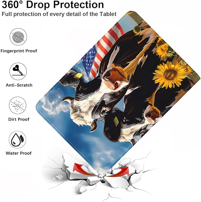 American Flag Cow and Sunflower