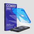 COKER 2PACK Tempered Glass Screen Protector Designed for iPhone 16 Plus Rounded Edge 9H Hardness Shatterproof Anti-Scratch Anti-Fingerprint Touch Sensitive Easy Installation