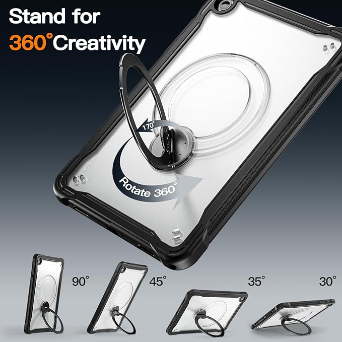 Lunivop Compatible with Samsung Galaxy Tab A11 Plus Case 11 Inch with 360° Rotating Aluminium Stan Stand Built-in 9H+ Hardness Screen Protector Military - Grade Tablet Cover for A11+ Plus Black