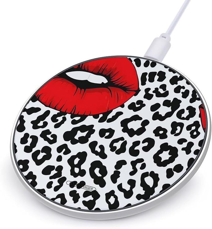 Leopard Kiss Wireless Charger Anti-Slip Wireless Charging Pad Slim Charger Mat for Men Women