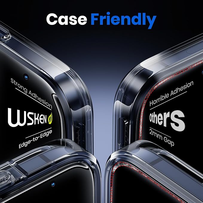 WSKEN for iPhone 17 Pro Max Privacy Screen Protector - 3D Full Coverage 24° Anti Spy &amp Auto Installation Full Edge Coverage Case Friendly Fit Tempered Glass Screen Protector 17 ProMax